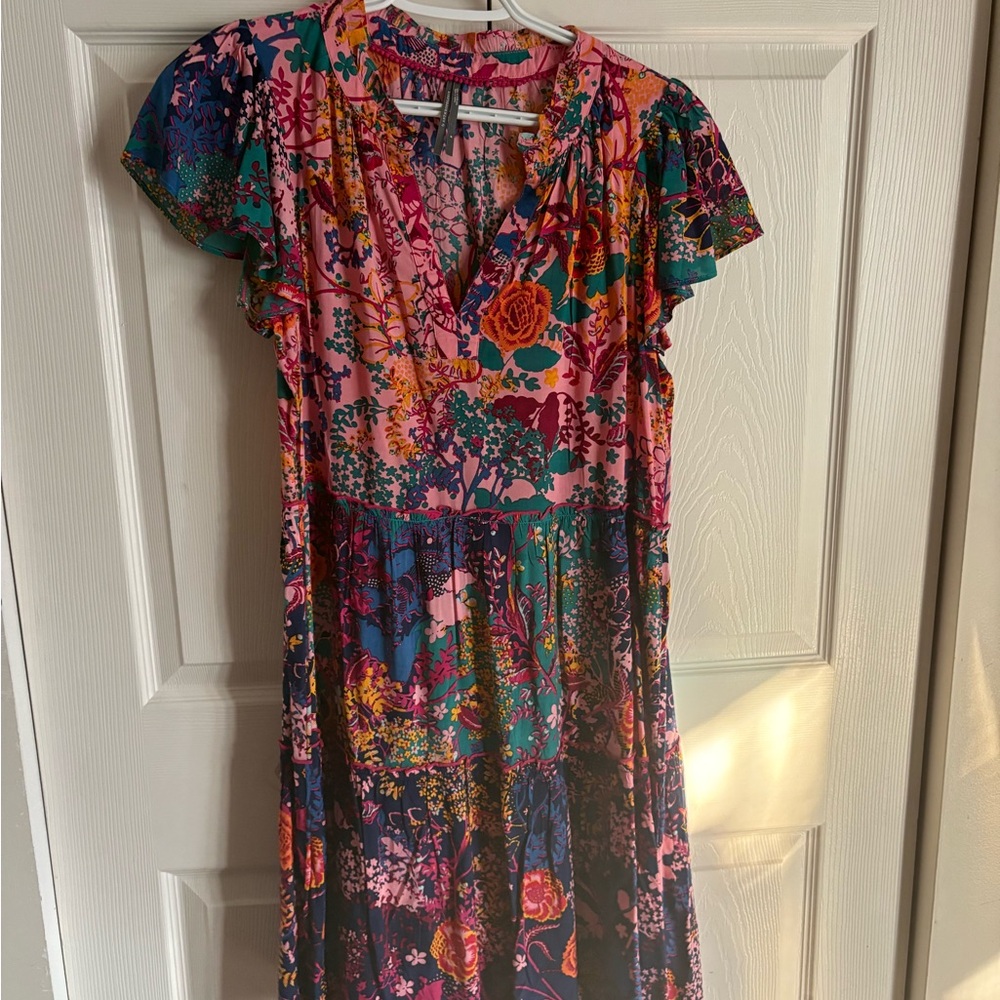 Anthropologie Colorful Floral Midi Dress